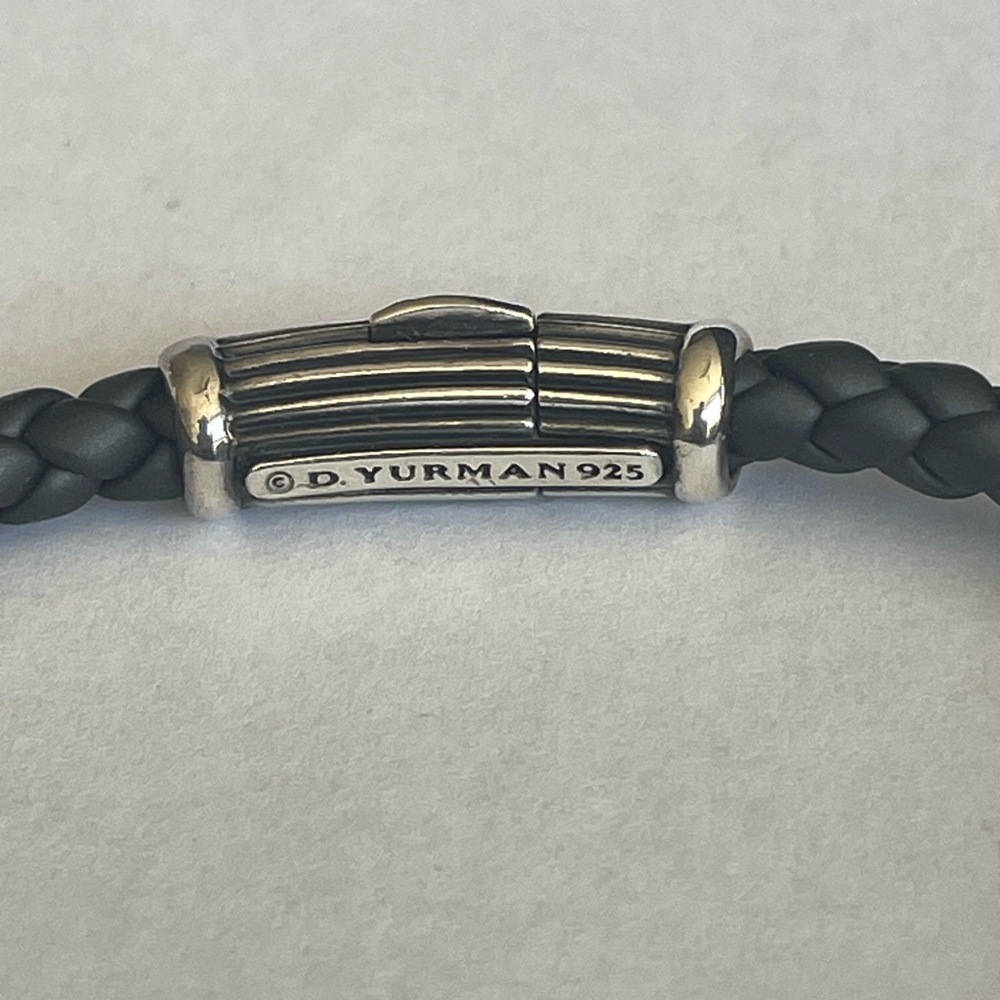 David Yurman men’s black braided rubber bracelet with sterling silver clasp - Picture 6 of 6
